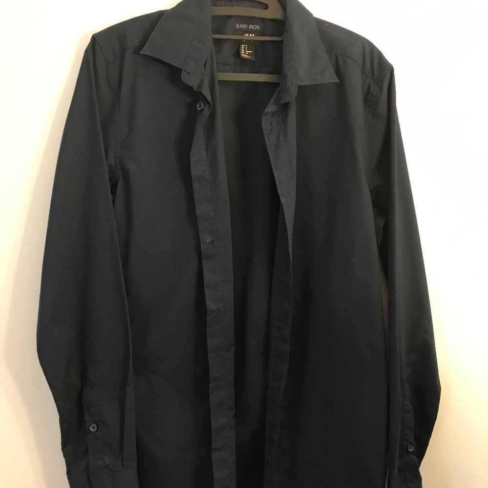 H&M Long Sleeve Dress Shirt Navy Color